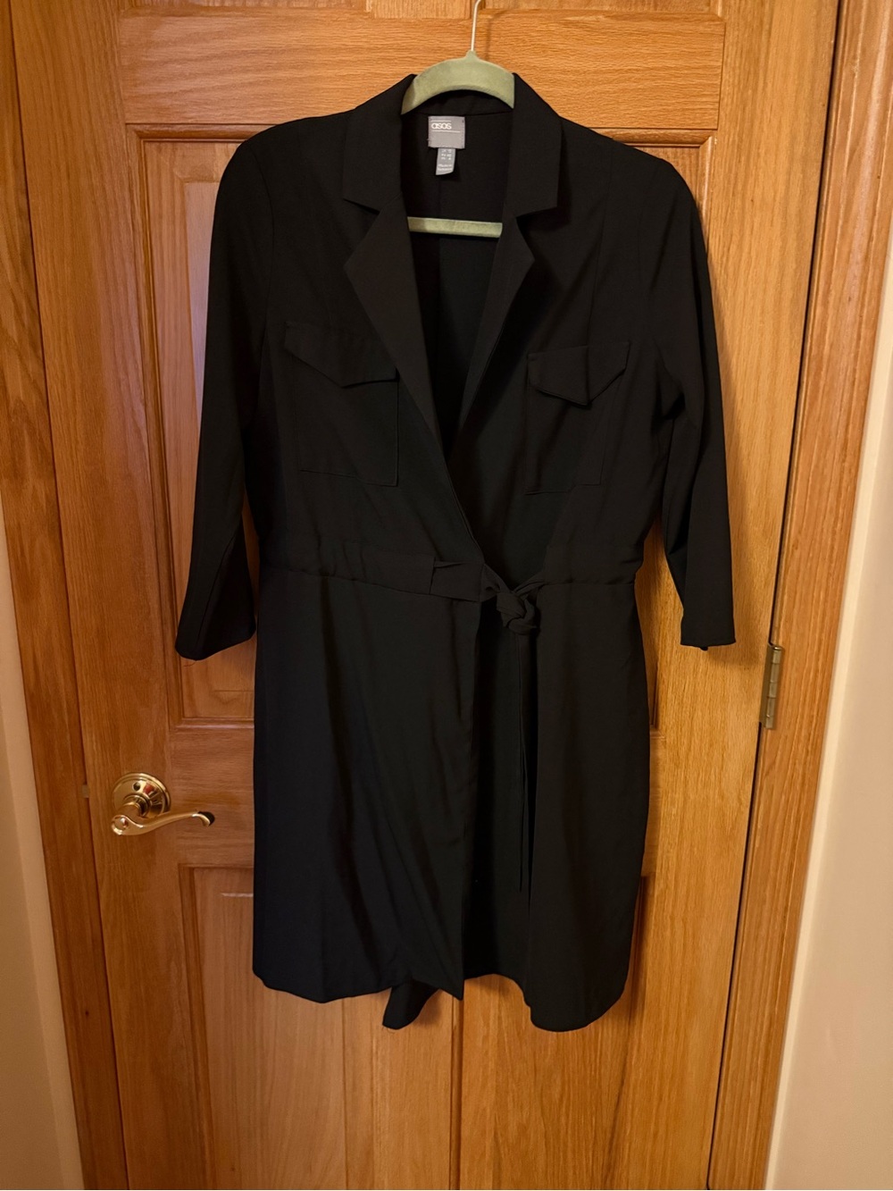 ASOS Black Midi Shirt Dress with Self-Tie Waist